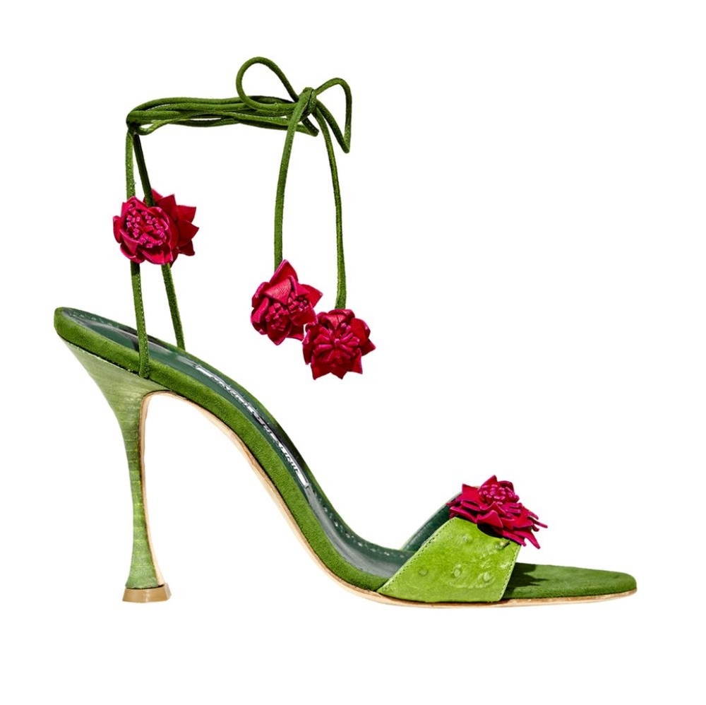 *MANOLO BLAHNIK* XACAXTUS ANKLE-WRAP 100MM SANDALS